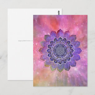 Postal Flor De Vida - Espacio De Galaxia De Estilo Vintag