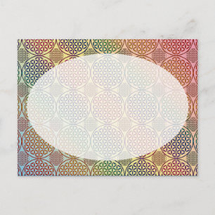 Postal Flor de vida - estampado de grunge de sello 1
