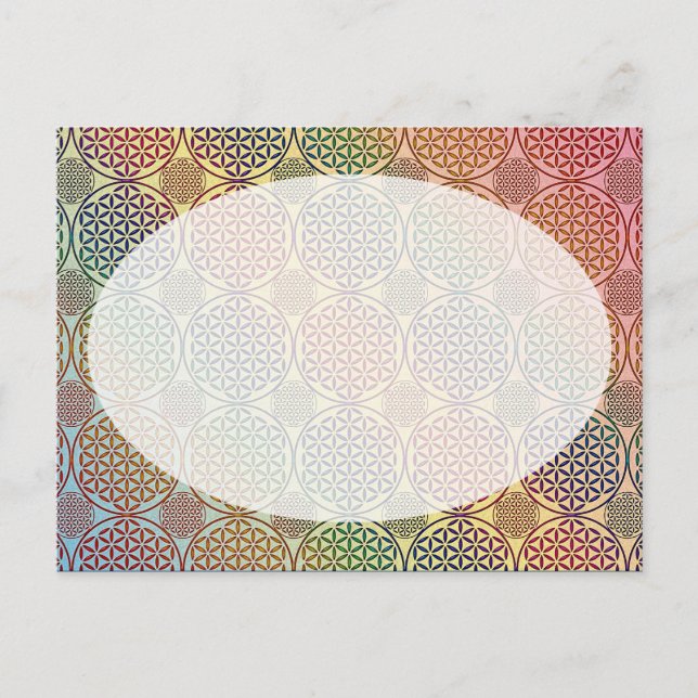 Postal Flor de vida - estampado de grunge de sello 1 (Anverso)