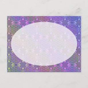 Postal Flor de vida - estampado de grunge de sello 3