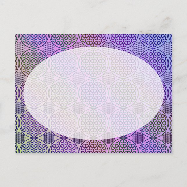 Postal Flor de vida - estampado de grunge de sello 3 (Anverso)