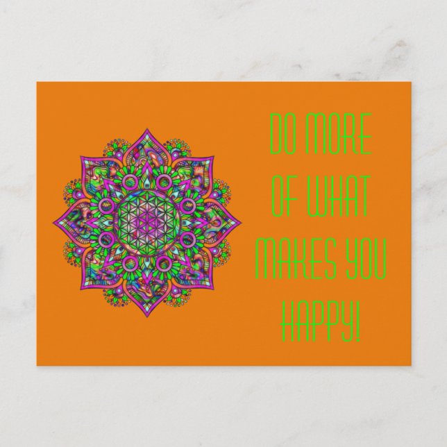 Postal Flor de vida - Mandala india 1 (Anverso)