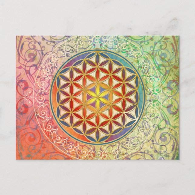 Postal Flor de vida - Ornamento I (Anverso)