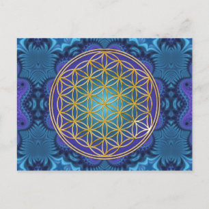 Postal Flor de vida - oro - fractal 1