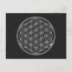 Postal Flor De Vida   plata, mancha negra