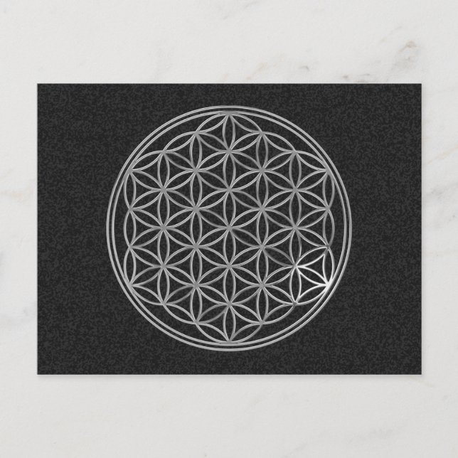 Postal Flor De Vida | plata, mancha negra (Anverso)