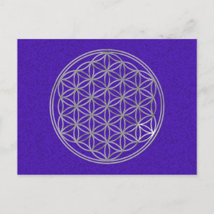 Postal Flor De Vida plata, mancha violeta