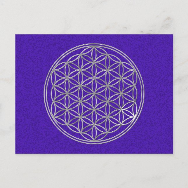 Postal Flor De Vida | plata, mancha violeta (Anverso)