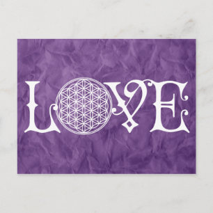 Postal Flor de vida - Tatuaje con letras de amor blanco