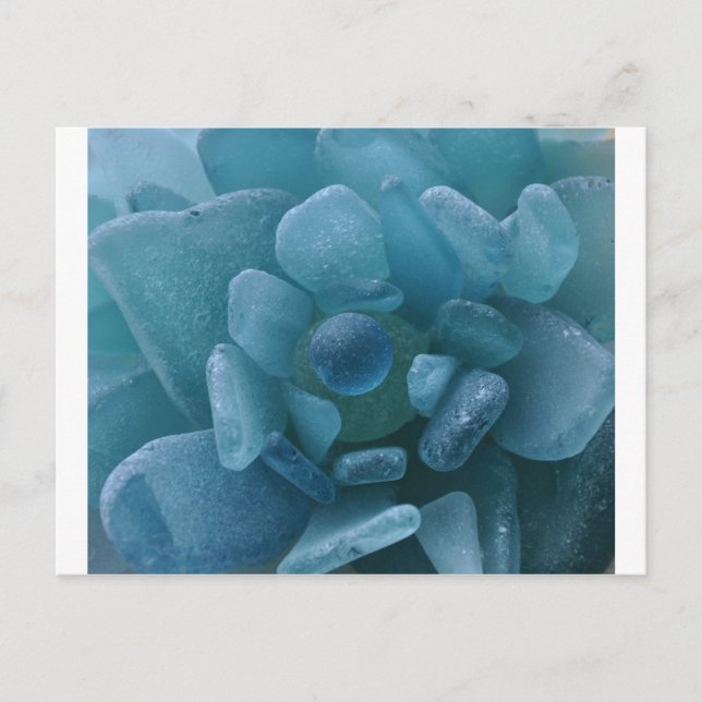Postal Flor de vidrio de mar azul (Anverso)