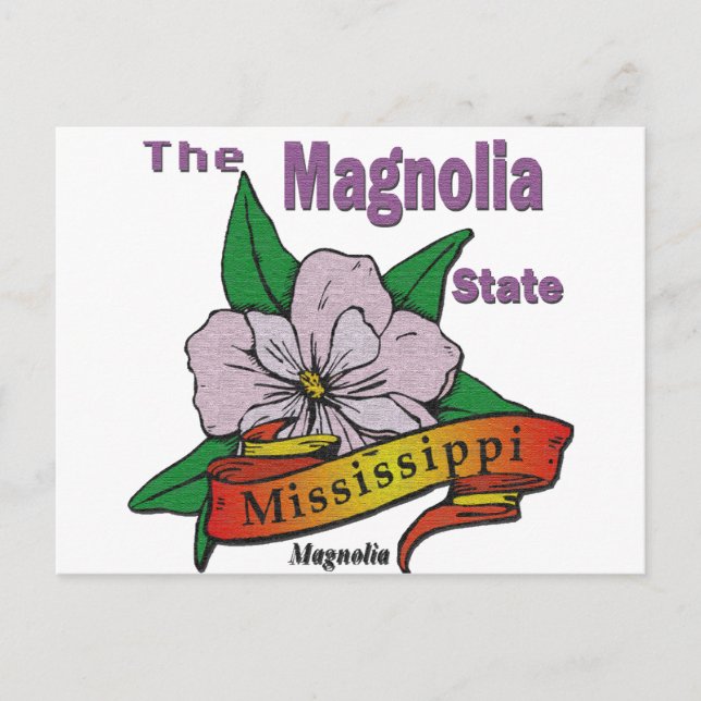 Postal Flor del Estado de Magnolia de Mississippi (Anverso)