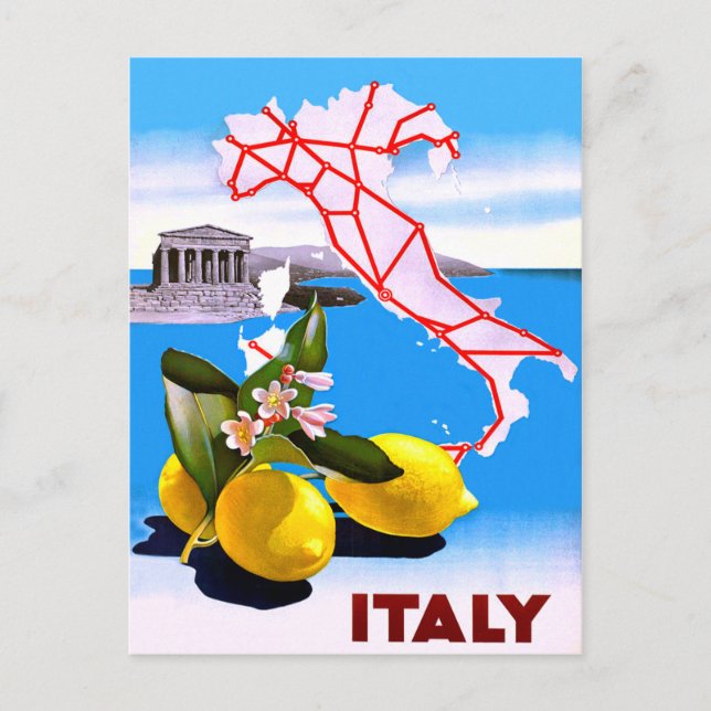 Postal Flor del Templo Lemón Romano de Italia (Anverso)