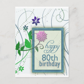Postal Flor divertida feliz 80 cumpleaños