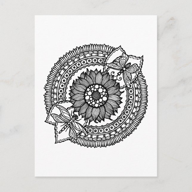 Postal Flor En Mandala (Anverso)
