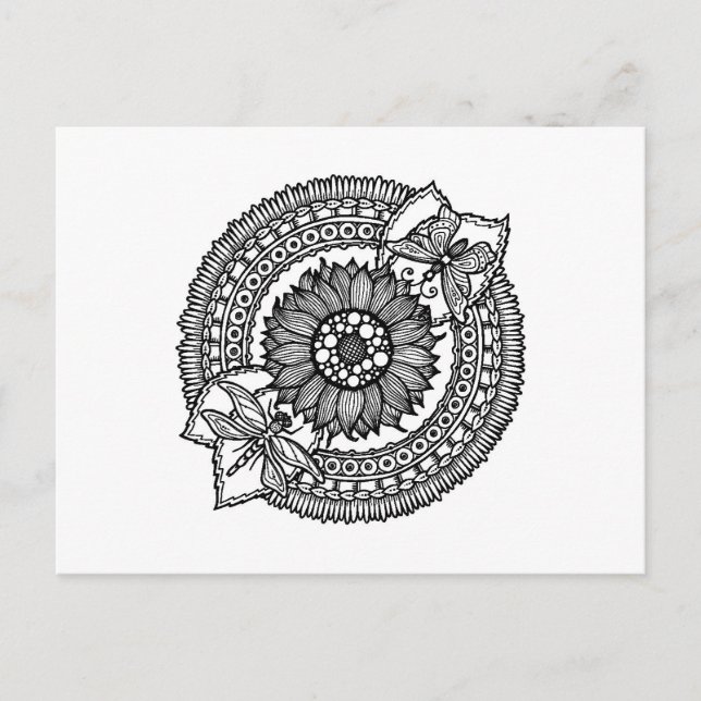 Postal Flor En Mandala (Anverso)
