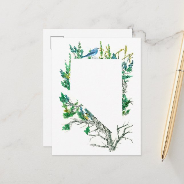 Postal Flor Estatal de Nevada Sagebrush Mountain Bluebird (Anverso/Reverso In Situ)