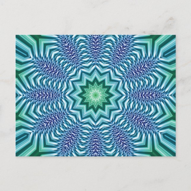 Postal Flor Estrella Azul Y Verde (Anverso)