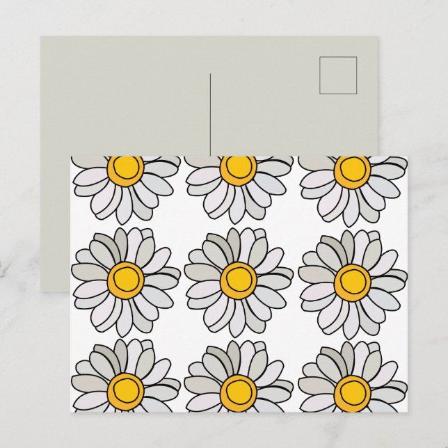 Postal Flor Floral de Margarita Daisy (Anverso / Reverso)