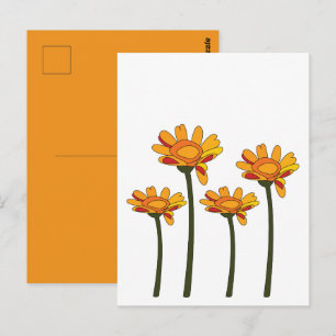 Postal Flor Floral Naranja Rojo Caprichoso