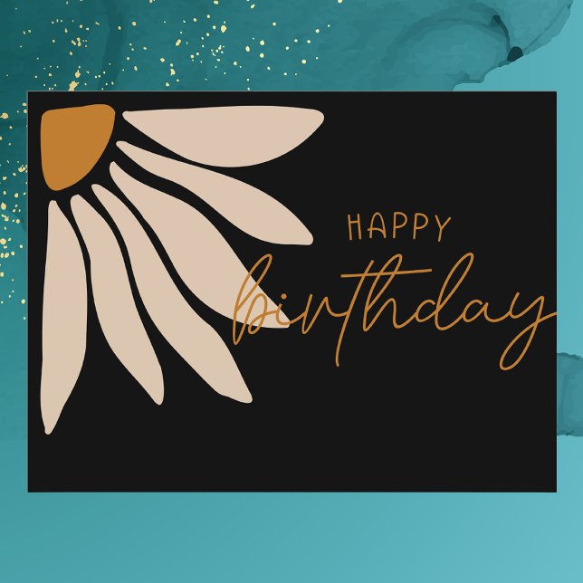 Postal Flor floral retro de moda Feliz cumpleaños (Subido por el creador)