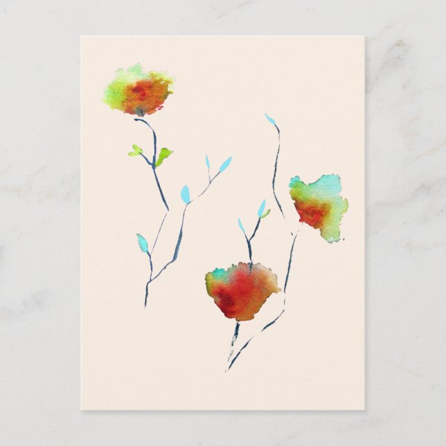 Postal Flor floral simple moderna arte otoñal (Anverso)
