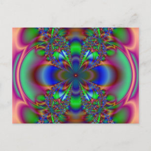 Postal Flor Fractal En Varios Colores