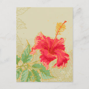 Postal Flor hibiscus sobre fondo tonificado