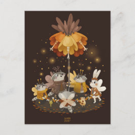 Postal Flor mágica de Raccoons por Alexandra Dikaia