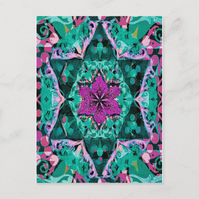 Postal Flor Mandala por Amelia Carrie (Anverso)