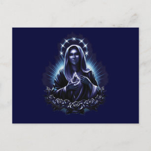 Postal Flor morada bendecida Virgen María