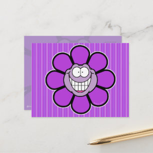 Postal Flor Morada Feliz Gráficos de Screwball