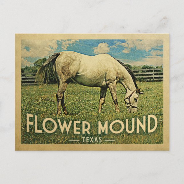 Postal Flor Mound Texas Horse Farm - Viajes de época (Anverso)