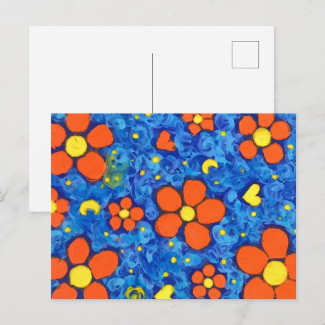 Postal Flor naranja En El Agua (Anverso / Reverso)