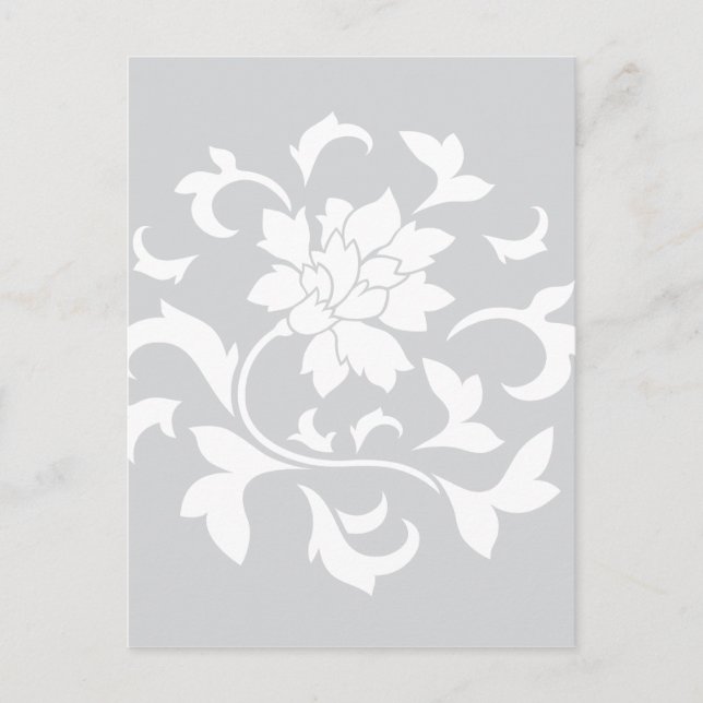 Postal Flor oriental - Patrón circular plateado (Anverso)