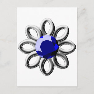 Postal Flor plateada de piedra azul