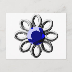 Postal Flor plateada de piedra azul