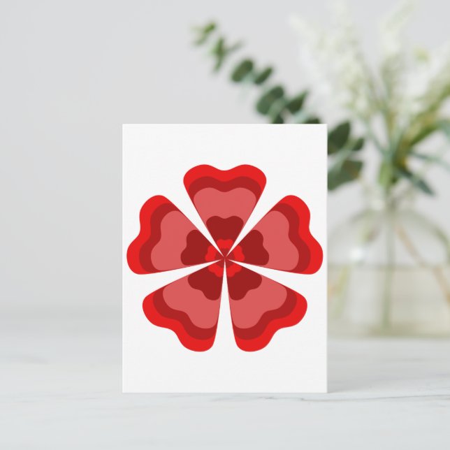 Postal Flor Roja Retro Estilizada (Anverso de pie)