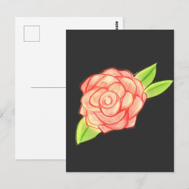 Postal Flor Rosa (Anverso / Reverso)