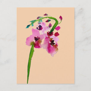 Postal Flor rosa Arte verbascum de lustre floral