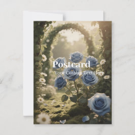 Postal Flor Rosa azul - Mensaje romántico elegante
