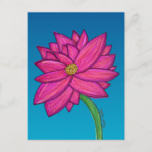 Flor Rosa Fucsia con fondo azul