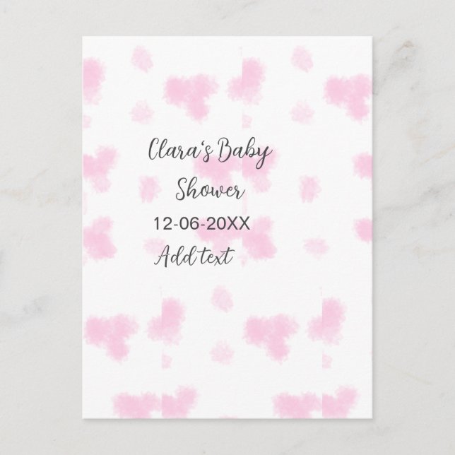 Postal Flor rosa lindo ducha de bebé acuarela moderna dat (Anverso)