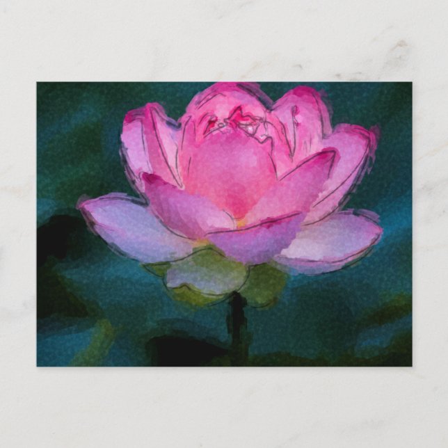 Postal Flor rosa Lotus (Anverso)