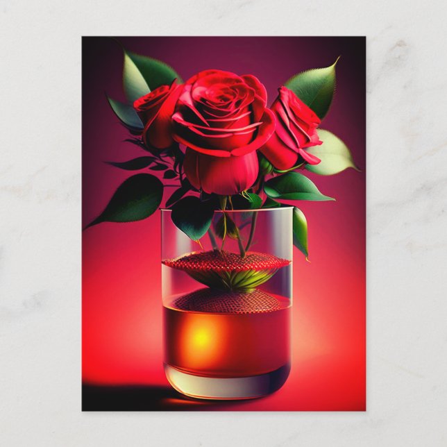 Postal Flor rosa roja (Anverso)