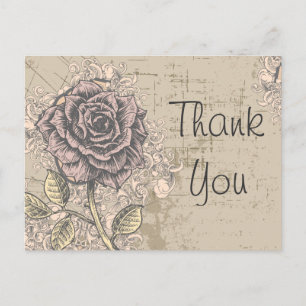 Postal Flor rosa rosa vintage retro grunge