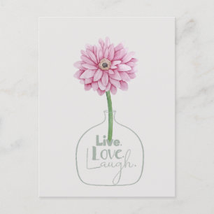Postal Flor Rosa Viva Ama Ríe