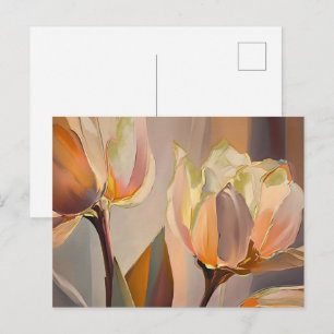Postal Flor Silenciosa – Tulipanes Abstractos en Dorado S