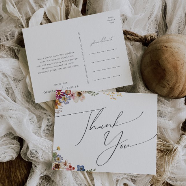 Postal Flor Silvestre Colorida | Agradecimiento de Boda e (Subido por el creador)