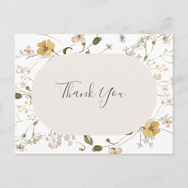 Postal Flor Silvestre de Primavera | Boda Blanca Gracias (Anverso)