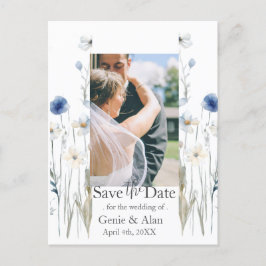 Postal Flor silvestre moderna salva la foto de la fecha